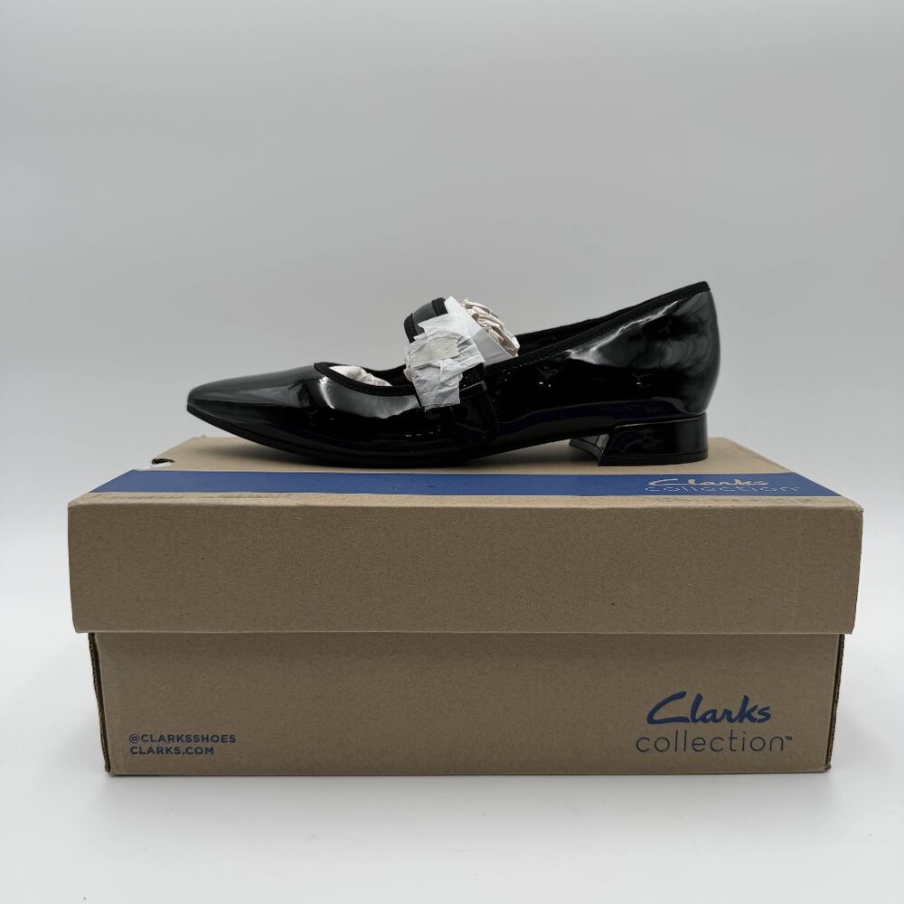 Clarks Natalyn May Black Patent Loafer Heels Womens 8 26180017